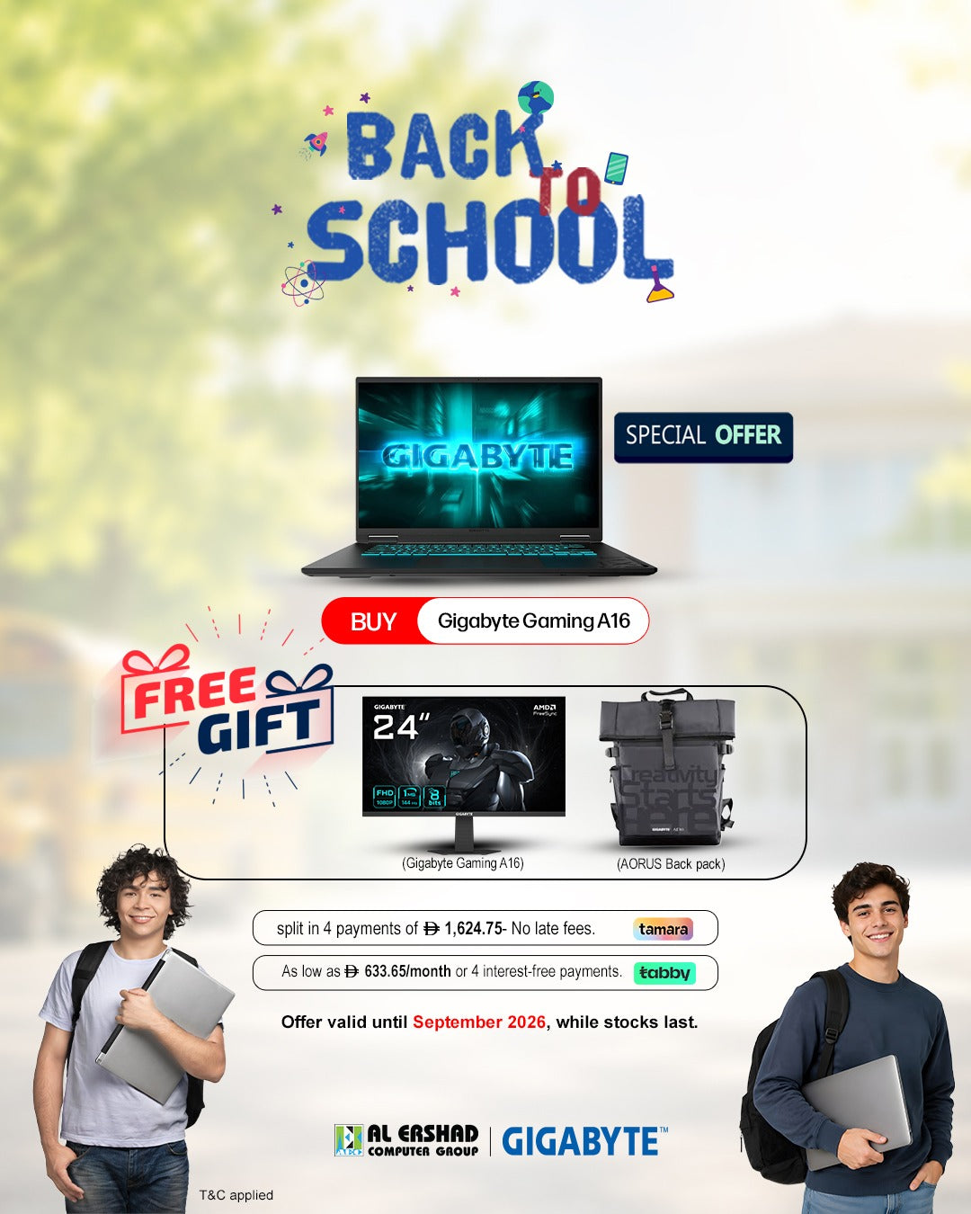 Gigabyte A16 Gaming Laptop, Intel Core i7-13620H Processor, 16GB DDR5 RAM, 1TB SSD, NVIDIA GeForce RTX 5060 8GB, 16" WUXGA 165Hz IPS-Level Display, DOS, RGB Backlit English & Arabic Keyboard, 3 Year Warranty | CVHI3AE894SD