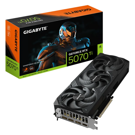 Gigabyte EAGLE OC ICE GeForce RTX 5070 Ti Small Form Factor Graphics Card, GDDR7 16GB 256-bit Memory, HDMI 2.1b & DP 2.1b Outputs, PCI Express 5.0, 2542 MHz Core Clock, 28 Gbps Memory Clock, Triple Windforce Hawk Fans, Dual BIOS, White, 1 Year Warranty