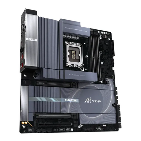 Gigabyte W880 AI TOP Motherboard, LGA1851 Socket, E-ATX Form Factor, DDR5 Ram, PCIe 5.0, Wi-Fi 7, Bluetooth v5.4, Dual 10GbE LAN, Dual Thunderbolt 5, USB4 Type-C, 1 Year Warranty | W880-AI-TOP