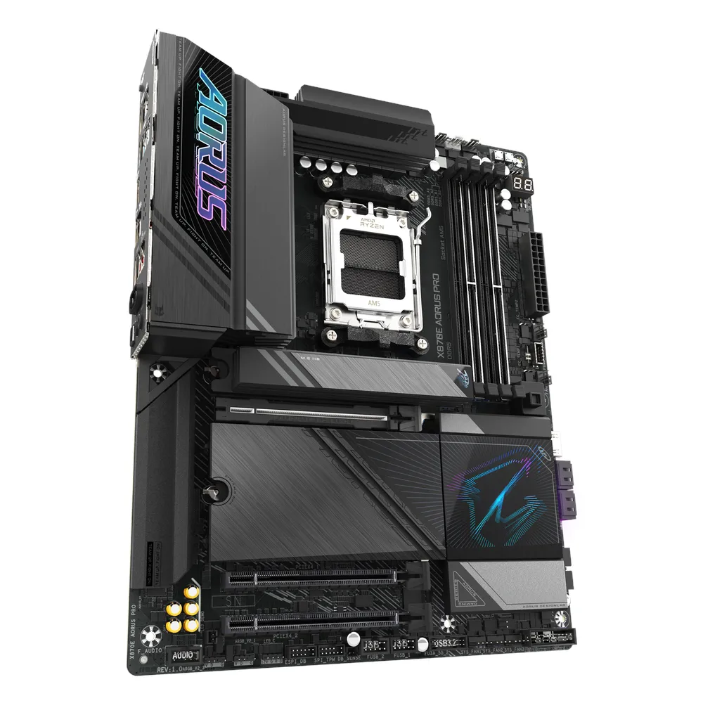 Gigabyte X870E AORUS PRO Motherboard, Socket AM5, ATX Form Factor, DDR5 Ram, PCIe 5.0, Wi-Fi 7, Bluetooth v5.4, HDMI, Dual USB4 Type-C, Realtek 2.5Gb Ethernet, 1 Year Warranty | X870E-AORUS-PRO