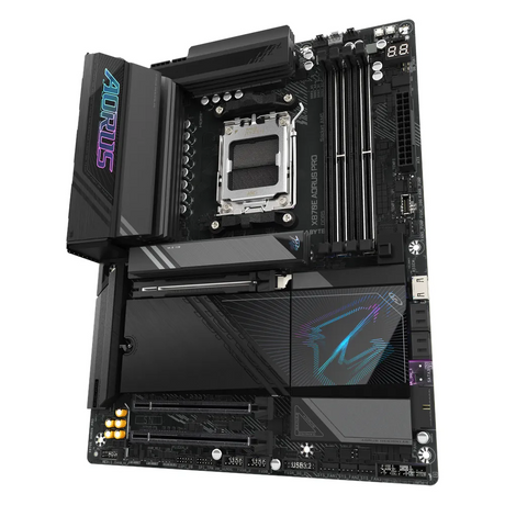 Gigabyte X870E AORUS PRO Motherboard, Socket AM5, ATX Form Factor, DDR5 Ram, PCIe 5.0, Wi-Fi 7, Bluetooth v5.4, HDMI, Dual USB4 Type-C, Realtek 2.5Gb Ethernet, 1 Year Warranty | X870E-AORUS-PRO