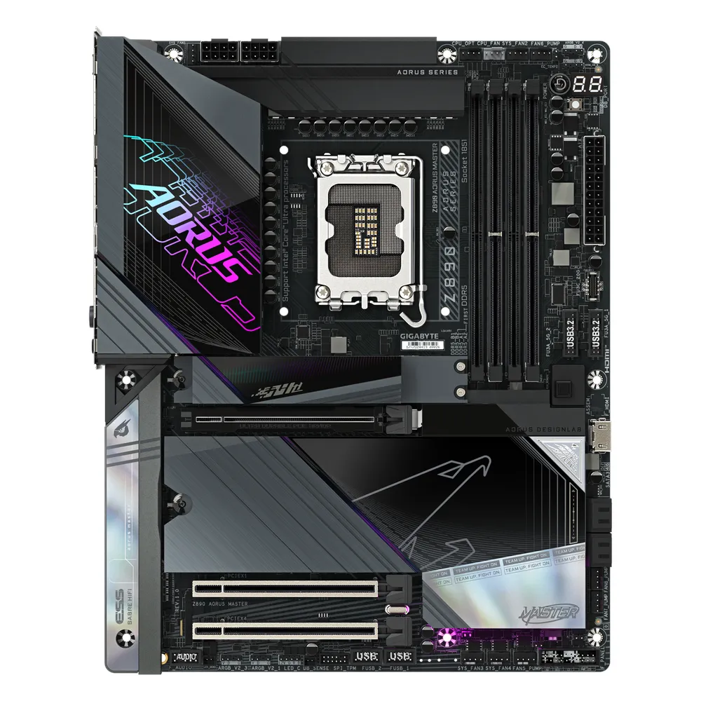 Gigabyte Z890 AORUS MASTER Motherboard, LGA1851 Socket, ATX Form Factor, DDR5 Ram, PCIe 5.0, Wi-Fi 7, Bluetooth v5.4, Dual Thunderbolt 4, Marvell 10Gb Ethernet, 1 Year Warranty | Z890-AORUS-MASTER