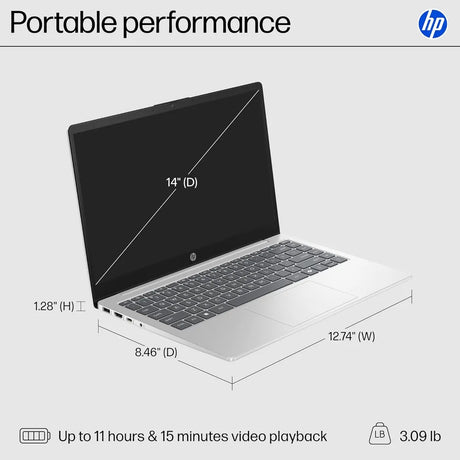 HP 14-EP0299NR Consumer Laptop, Intel Core i3-N305 Processor, 8GB RAM, 256GB SSD, 14" HD Display, Windows 11 Home, English & Arabic Keyboard, 1 Year Warranty | BL9T2UA