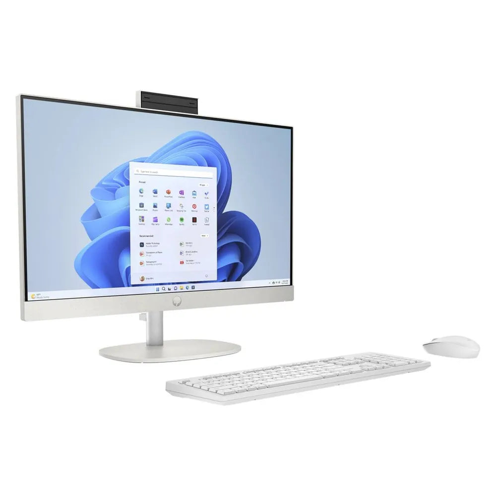 HP 24-CR0007NE All-in-One Desktop PC, AMD Ryzen 5 7520U Processor, 8GB RAM, 512GB SSD, 24” FHD Display, Windows 11 Home, English & Arabic Keyboard, Mouse Included, White, 1 Year Warranty | 9C9F9EA