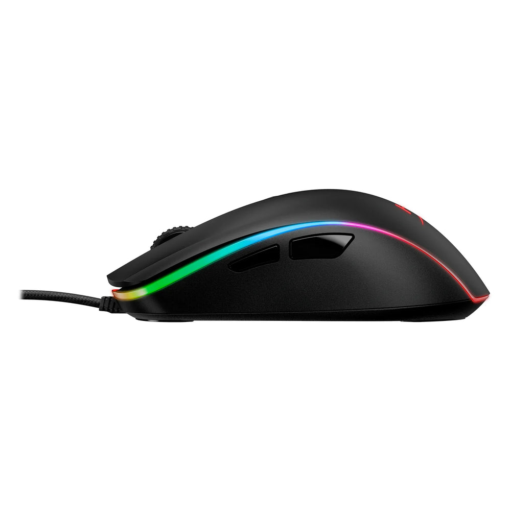 HyperX Pulsefire Surge Wired R GB Gaming Mouse, 16000 DPI Pixart PMW3389 Sensor, 1000 Hz Polling Rate, 6 Programmable Buttons, Omron Switches, Symmetrical Design, 2-zone R GB Lighting With 360° R GB Light Ring, Black, 1 Year Warranty | HX-MC002B