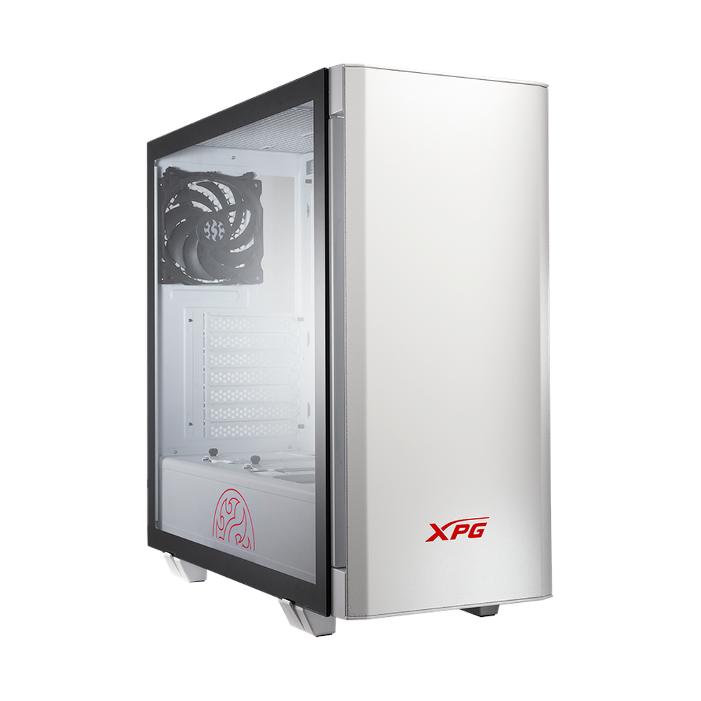 XPG INVADER Mid-Tower ATX PC Case, Tempered Glass Side Panel, 2 x XPG VENTO Fans, 430mm GPU Support, USB 3.0, White, 1 Year Warranty | INVADER-WHCWW