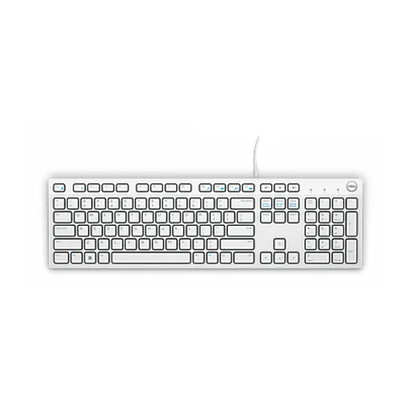 Dell KB216 Wired Keyboard, Membrane Chiclet-Style Keys, Dedicated Multimedia Keys, 1.8m Cable Length, White, 1 Year Warranty | KB216-EN-W