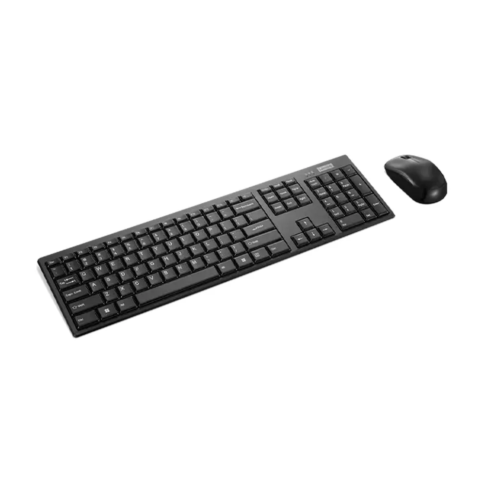 Lenovo 100 Wireless Keyboard & Mouse Combo, 2.4Ghz Wireless Reciever, 3-Zone Keyboard Layout, 1600 DPI Red Optical Mouse Sensor, Up to 12 months Battery Life, Black, 1 Year Warranty | L-100-W