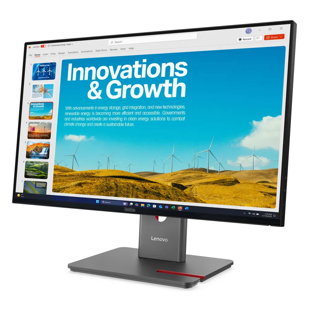 Lenovo ThinkVision P24QD-40 23.8" QHD (2560 x 1440) Monitor, 120Hz, Anti-glare, 4ms GtG Response Time, HDMI, DP, USB-C, Fully Adjustable Stand, Black, 3 Year Warranty | 64B1GAT1UK