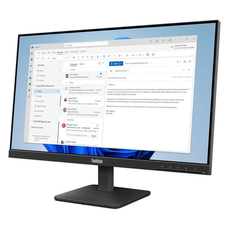 Lenovo ThinkVision S24-4e Monitor, 24" FHD (1920 x 1080) Resolution, 100Hz, Anti-glare, 4ms (GTG) Response Time, HDMI, VGA, Tilt Adjustable Stand, Raven Black, 3 Year Warranty | 64B5KAT1UK