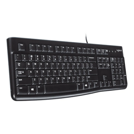 Logitech K120 Wired Keyboard, USB, Spill-Resistant Design, 100% Keyboard Layout, Deep Profile Keys, 10-Key Number Pad, Black, 1 Year Warranty | 920-002508