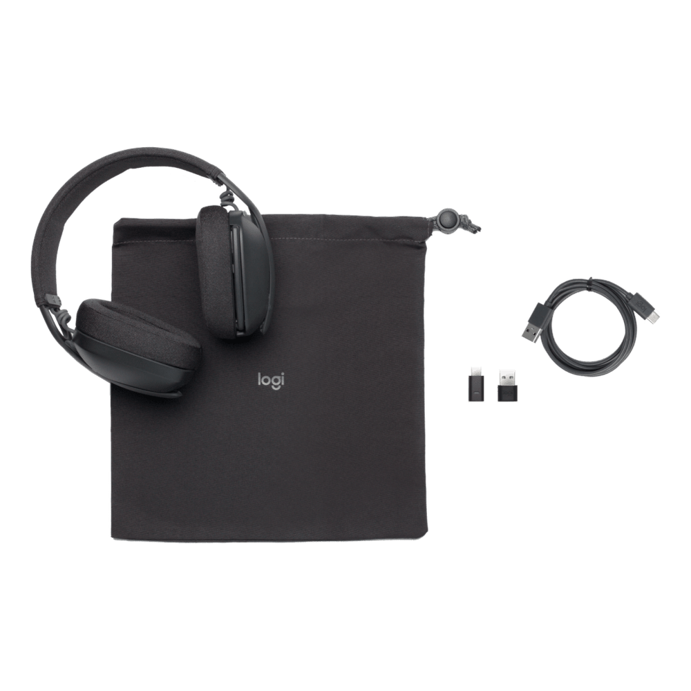 Logitech ZONE VIBE Wireless Headset, USB, Bluetooth, Dual Omni-Directional Microphone, 40 mm Headphone Driver, Graphite, 1 Year Warranty | 981-001157