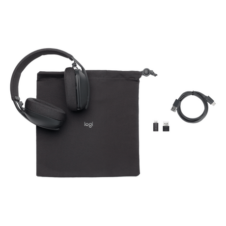 Logitech ZONE VIBE Wireless Headset, USB, Bluetooth, Dual Omni-Directional Microphone, 40 mm Headphone Driver, Graphite, 1 Year Warranty | 981-001157