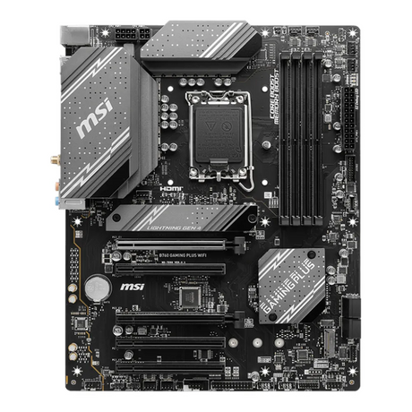 MSI B760 Gaming Plus WIFI Motherboard, LGA1700 Socket, ATX Form Factor, DDR5 Ram, PCIe 5.0, USB 10Gbps, HDMI, DP, Wi-Fi 6E, Bluetooth, Realtek 2.5Gb Ethernet, M.2 Shield Frozr, Heavy Plated VRM Heatsink, 1 Year Warranty | 911-7D98-046-051