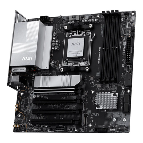 MSI PRO B850M-P WIFI Gaming Motherboard, AM5 Socket, mATX Form Factor, DDR5 Ram, PCIe 5.0, USB 10Gbps, HDMI, DP, Wi-Fi 7, Bluetooth, Realtek 5Gb Ethernet, M.2 Shield Frozr, Chipset Heatsink, 1 Year Warranty | 911-7E71-005