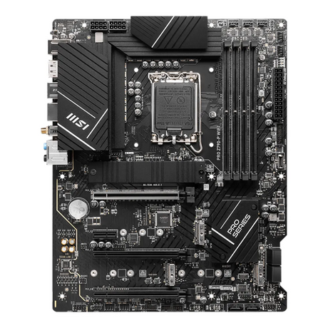 MSI PRO Z790-P WIFI Gaming Motherboard, LGA1700 Socket, ATX Form Factor, DDR5 Ram, PCIe 5.0, USB 20Gbps, HDMI, DP, Wi-Fi 6E, Bluetooth, Intel 2.5Gb Ethernet, M.2 Shield Frozr, Heavy Plated VRM Heatsink, 1 Year Warranty | 911-7E06-073