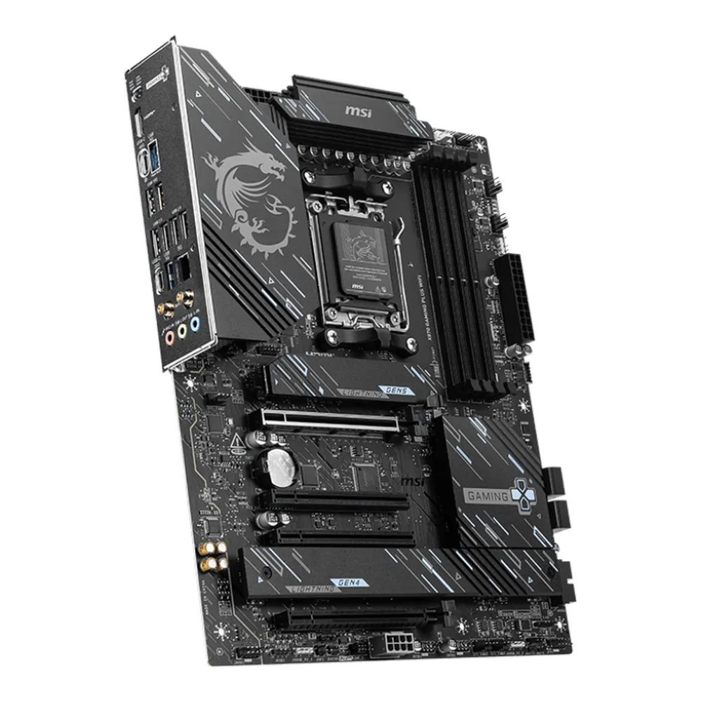 MSI X870 WIFI Gaming Plus Motherboard, AM5 Socket, ATX Form Factor, DDR5 Ram, PCIe 5.0, USB 40Gbps, HDMI, Thunderbolt, Wi-Fi 7, Bluetooth, Realtek 5Gb Ethernet, M.2 Shield Frozr, Enlarged Chipset Heatsink, 1 Year Warranty | 911-7E47-011