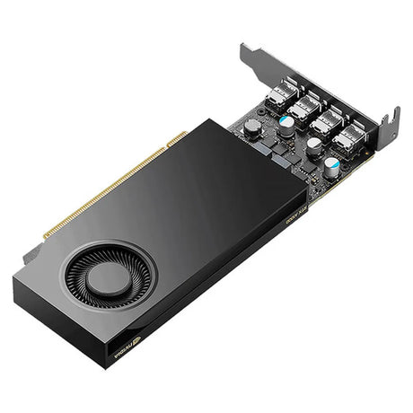PNY NVIDIA RTX A1000 Workstation Graphics Card, 2304 CUDA Cores, GDDR6 8GB 128-bit Memory, 4x Mini DisplayPort 1.4a Outputs, PCI Express 4.0, 192 GB/s Memory Bandwidth, Blower Active Fan Cooling System, 1 Year Warranty | VCNRTXA1000-SB