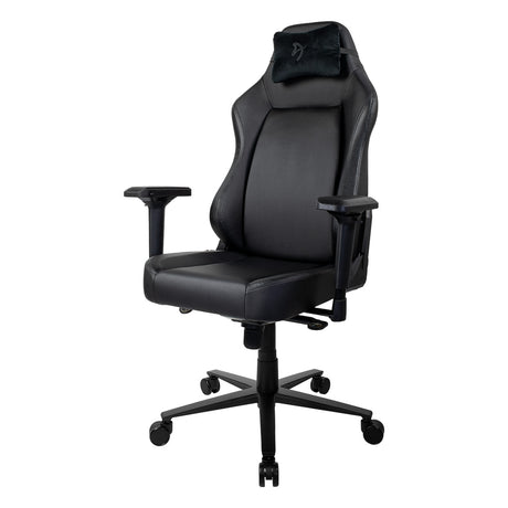 Arozzi PRIMO PU Gaming Chair, Class 4 Gas Lift Cylinder, Metal Frame, Aluminum Base, Premium Leather, Recline/Height/Armrest/Lumbar Adjustable, Velour Neck Pillow, 145kg Max Load Rating, Black, 1 Year Warranty | PRIMO-PU-BK
