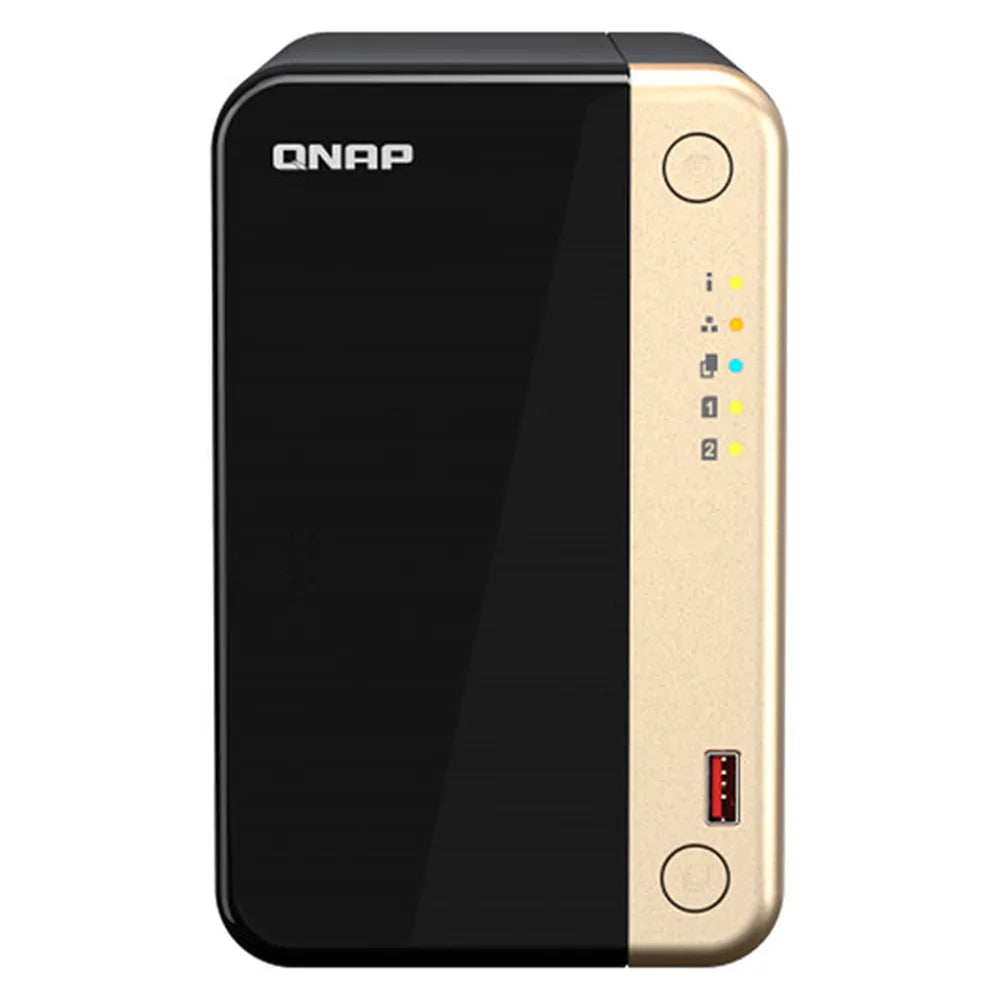 QNAP Bye-bye Gigabit 2 BAY NAS BOX, Intel Celeron N5095 Processor, 8GB RAM, Intel UHD Graphics, 2.5GbE Connectivity, AI–Powered Image Recognition, RJ-45, USB, 1 Year Warranty | TS-264-8G