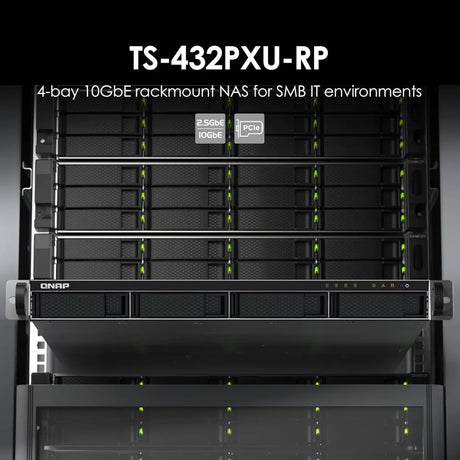 QNAP TS-432PXU-RP 4-Bay Rackmount NAS Box, Alpine AL324 Processor, 2GB DDR4 RAM, 2x 2.5GbE & 2x 10GbE SFP+ Ports, Redundant 250W Power Supply, 1 Year Warranty | TS-432PXU-RP-2G