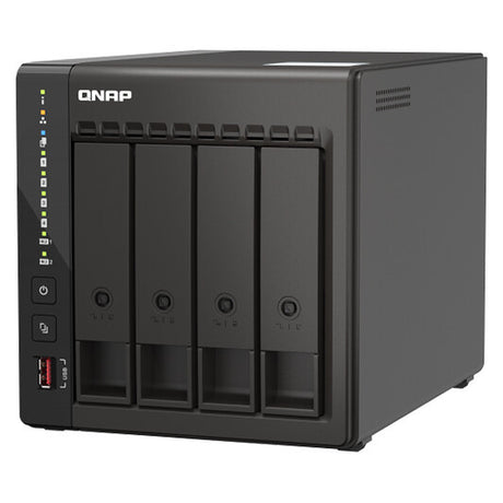 QNAP TS-453E 4-Bay Tower NAS Box, Intel Celeron J6412 Processor, 8GB DDR4 RAM, 2x 2.5GbE Ports, Dual M.2 NVMe Slots, 1 Year Warranty | TS-453E-8G