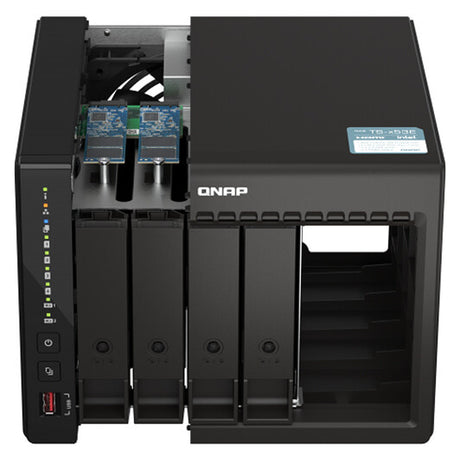 QNAP TS-453E 4-Bay Tower NAS Box, Intel Celeron J6412 Processor, 8GB DDR4 RAM, 2x 2.5GbE Ports, Dual M.2 NVMe Slots, 1 Year Warranty | TS-453E-8G