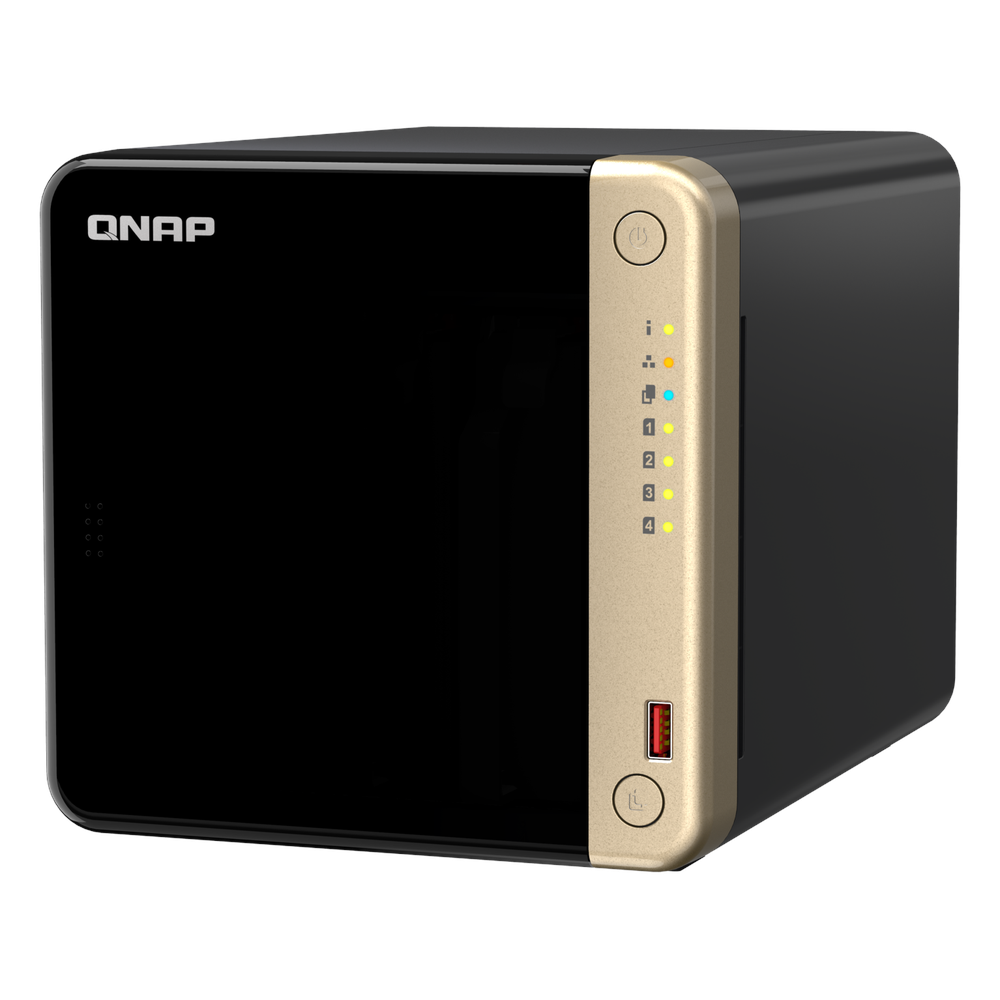 QNAP TS-464 4-Bay Tower NAS Box, Intel Celeron N5095 Processor, 8GB DDR4 RAM, 2x 2.5GbE Ports, Dual M.2 NVMe Slots, 1 Year Warranty | TS-464-8G