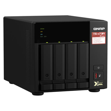 QNAP TS-473A 4-Bay Tower NAS Box, AMD Ryzen V1500B Processor, 8GB DDR4 RAM, 2x 2.5GbE Ports, Dual M.2 NVMe Slots, 1 Year Warranty | TS-473A-8G