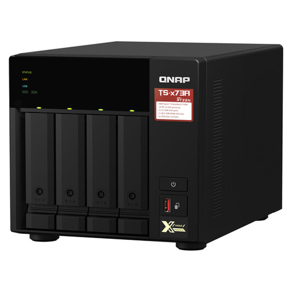 QNAP TS-473A-8G 4-ДИСКОВЫЙ НАСТОЛЬНЫЙ NAS-СЕРВЕР, 4-ядерный процессор AMD Ryzen V1500B, 8 ГБ ОЗУ DDR4, высокоскоростное хранилище, два порта 2.5GbE, RJ-45, USB 3.2 Gen 2, 1 год гарантии | TS-473A-8G