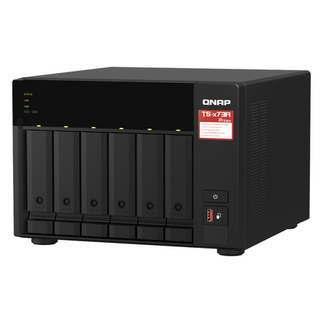QNAP TS-673A 6-Bay Tower NAS Box, AMD Ryzen V1500B Processor, 8GB DDR4 RAM, 2x 2.5GbE Ports, Dual M.2 NVMe Slots, 1 Year Warranty | TS-673A-8G