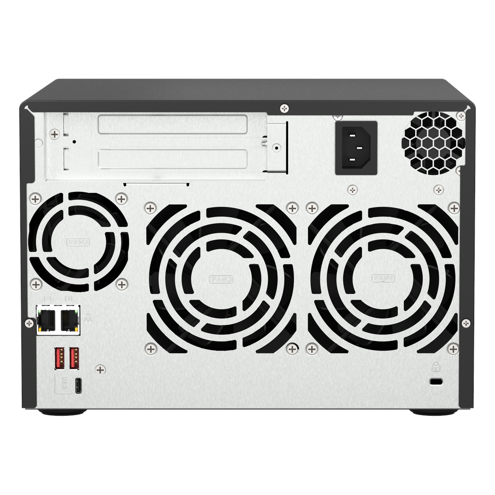 QNAP TS-673A 6-Bay Tower NAS Box, AMD Ryzen V1500B Processor, 8GB DDR4 RAM, 2x 2.5GbE Ports, Dual M.2 NVMe Slots, 1 Year Warranty | TS-673A-8G