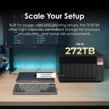 QNAP TS-873A 8-Bay Tower NAS Box, AMD Ryzen V1500B Processor, 8GB DDR4 RAM, 2x 2.5GbE Ports, Dual M.2 NVMe Slots, 1 Year Warranty | TS-873A-8G