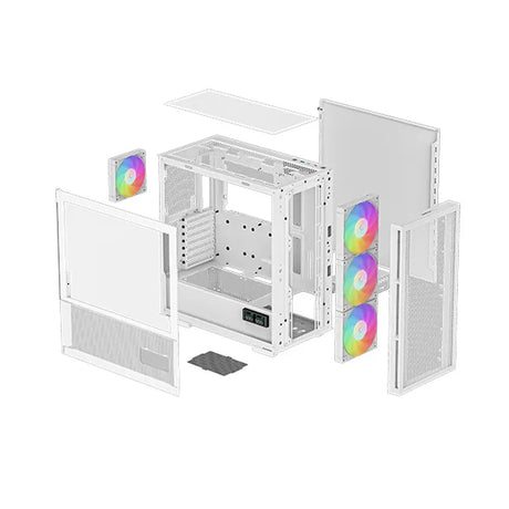 DeepCool CH560 DIGITAL Mid-Tower E-ATX PC Case, Real-Time Dual-Status Digital Display, Tempered glass Side Panel, 4 x AR GB Fans, 380mm GPU Support, USB 3.0, White, 1 Year Warranty | R-CH560-WHAPE4D-G-1