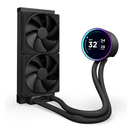 NZXT Kraken Elite 240 AIO Liquid Cooler, 2.72" IPS Display, Supports Intel, AMD Sockets, F120P Static Pressure Fans, Black, 1 Year Warranty | RL-KN24E-B1