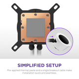 Refroidisseur liquide pour processeur NZXT Kraken Plus 240 RGB AIO, écran LCD TFT de 1.54", compatible avec les sockets Intel et AMD, cœur de ventilateur F240 RGB, blanc, garantie de 1 an | RL-KR240-W2
