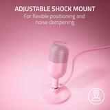 Razer Seiren Mini Condenser Microphone, Supercardioid Polar Pattern, USB-A, Up to 48 kHz Sampling Rate, Quartz (Pink), 1 Year Warranty | RZ19-03450200-R3M1