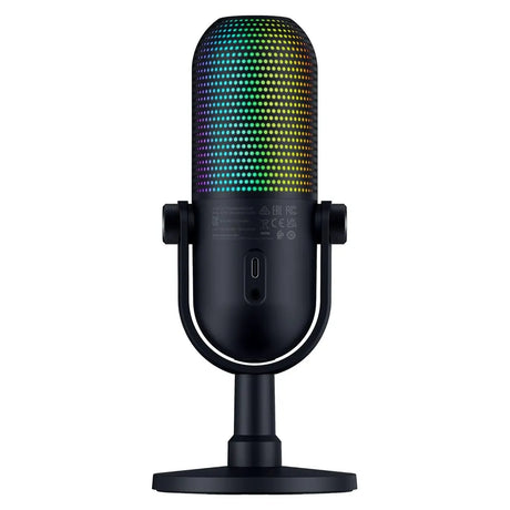 Razer Seiren V3 Chroma Condenser Microphone, Supercardioid Polar Pattern, Built-in Shock Absorber, Razer Chroma RGB, Touch-Sensitive Tap-to-Mute Button, Black, 1 Year Warranty | RZ19-05060100-R3M1