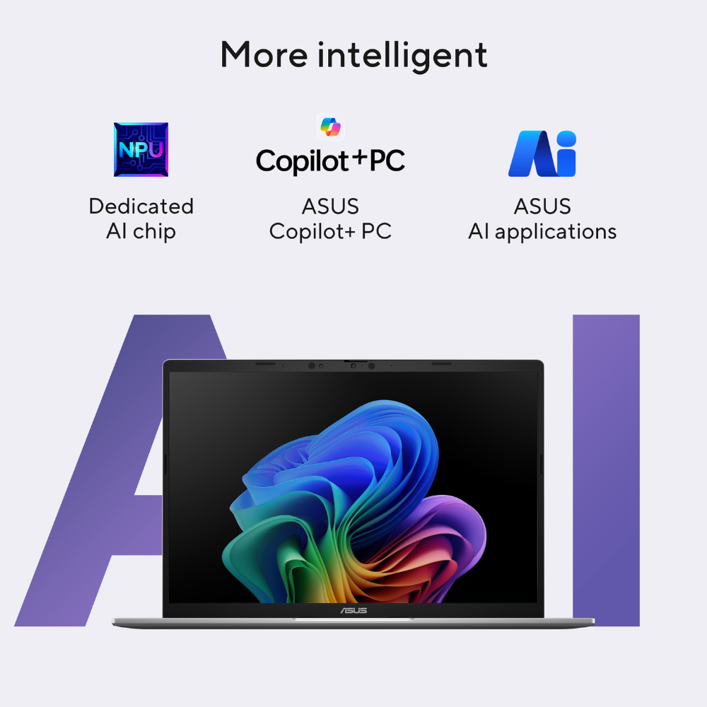 ASUS Vivobook S14 Snapdragon X X126-100 Processor, 16 GB RAM, 1TB SSD, 14" 2.5K WQXGA Display, Windows 11 Home, English & Arabic Keyboard, Matte Gray, 1 Year Warranty | S3407QA-KP014W