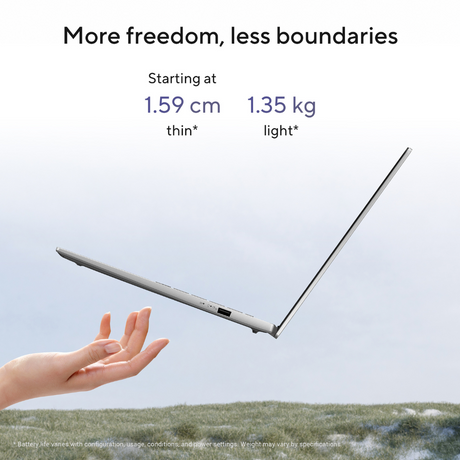 ASUS Vivobook S14 Intel Core i5-13420H Processor, 16 GB RAM, 512 GB SSD, 14" WUXGA Display, Windows 11 Home, English & Arabic Keyboard, Cool Silver, 1 Year Warranty | S3407VA-LY031W