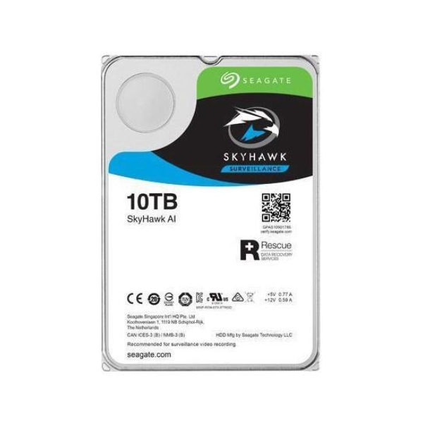 Seagate SkyHawk AI Surveillance 3.5" SATA HDD, 10TB, 7200 RPM, 245 MB/s Data Transfer Speed, 256MB Cache, 1 Year Warranty | ST10000VE001