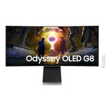 Samsung G8 Odyssey OLED Ultra Wide Curved Gaming Monitor, 34" UWQHD (3440 x 1440) Resolution, 175Hz, Anti-glare, 0.03 ms (GTG) Response Time, WiFi & Bluetooth, USB, HDMI, DisplayPort, Tilt/Pivot/Swivel/Height Adjustable Stand, FreeSync & G-Sync