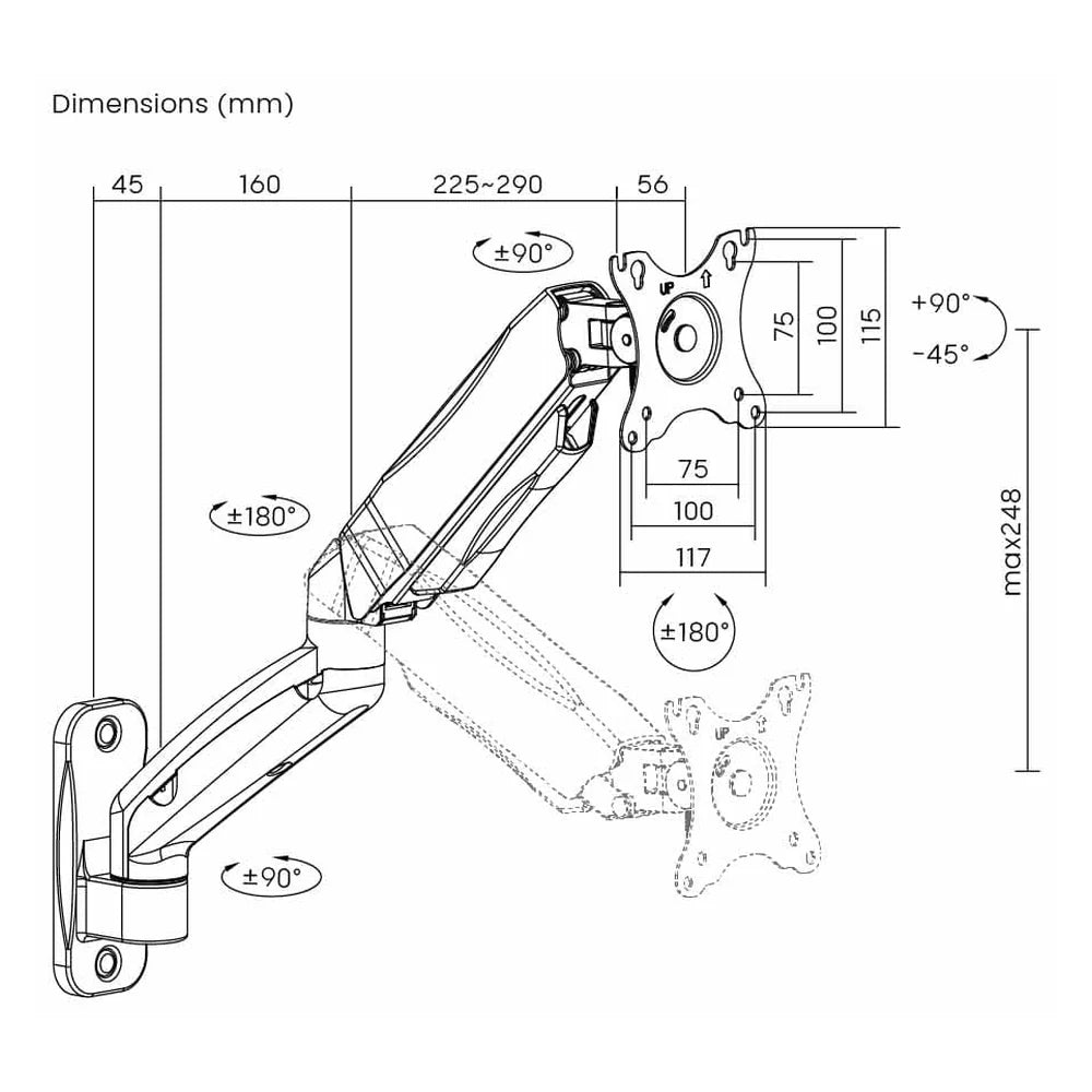 Skill-Tech-Wall-Mounted-Monitor-Arm-SH-W1011H