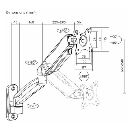 Skill-Tech-Wall-Mounted-Monitor-Arm-SH-W1011H