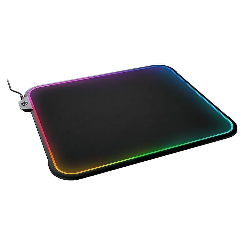 SteelSeries QCK PRISM Gaming Mouse Pad, Medium Size, Cloth Surface, Silicon Rubber Base, Micro-Woven Cloth for Maximum Control, 2-zone RGB Dynamic Illumination, Black, 1 Year Warranty | 63825