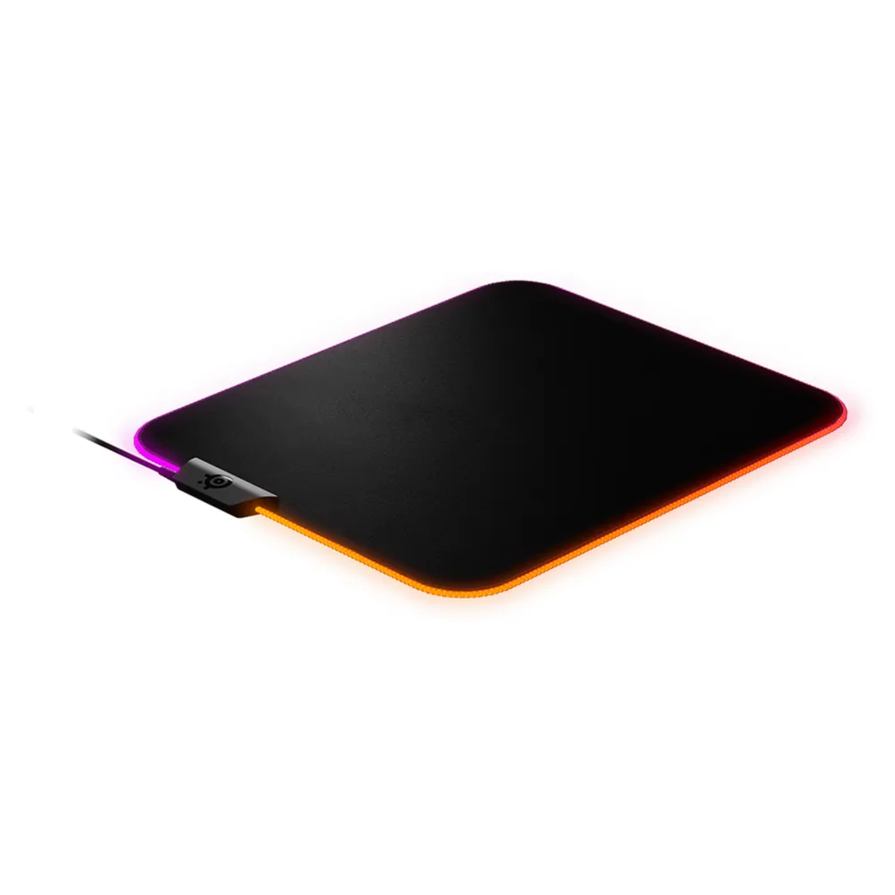 SteelSeries QCK PRISM Gaming Mouse Pad, Medium Size, Cloth Surface, Silicon Rubber Base, Micro-Woven Cloth for Maximum Control, 2-zone RGB Dynamic Illumination, Black, 1 Year Warranty | 63825
