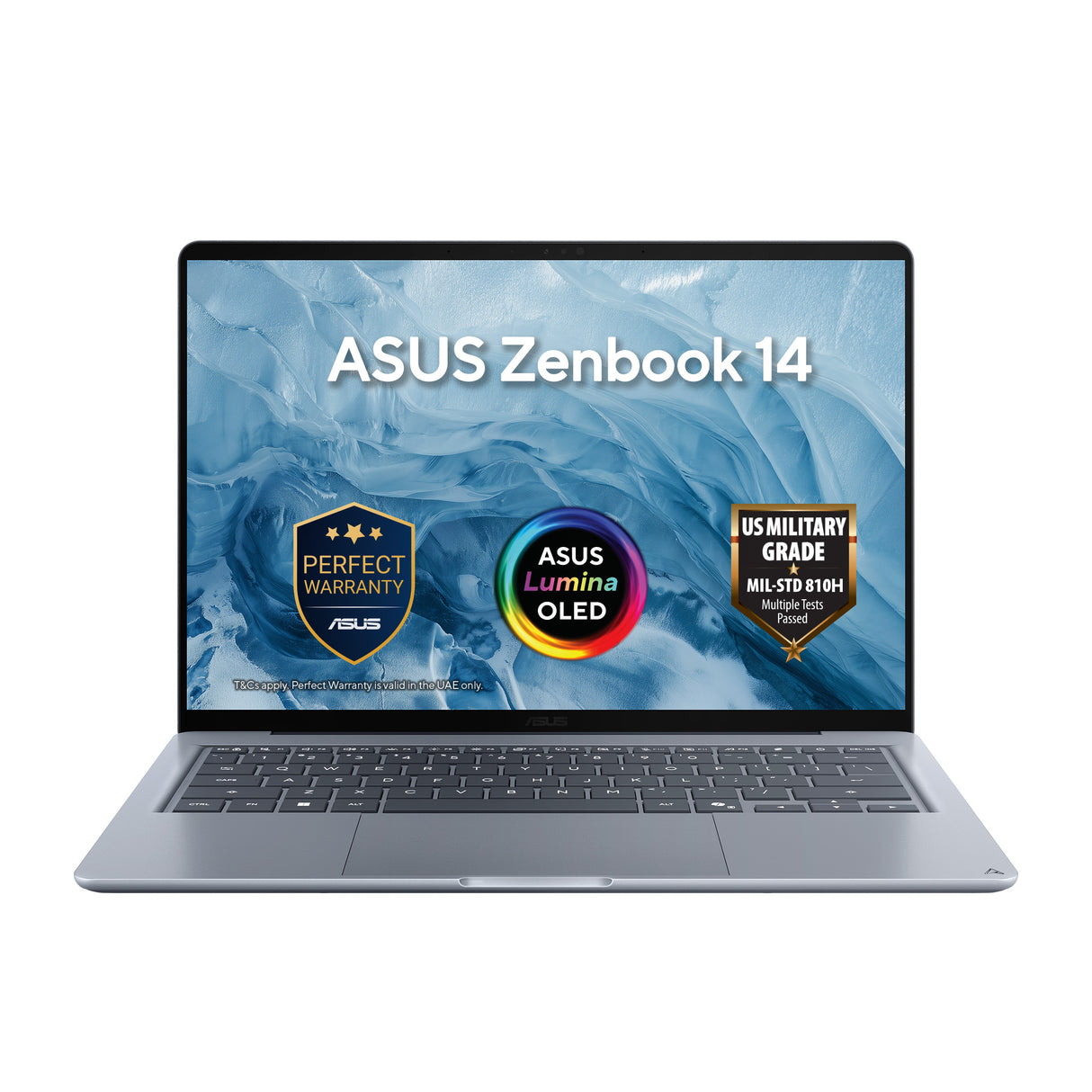 Asus Zenbook 14 UX3480AA Laptop, Intel Core Ultra 9 386H Processor, 24GB RAM, 512GB SSD, 14" FHD OLED Touch Display, Windows 11 Home, Backlit English & Arabic Keyboard, Arctic Blue, 1 Year Warranty | UX3480AA-TBOLEDU9