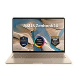 Asus Zenbook 14 UX3480KA Laptop, AMD Ryzen AI 7 345 Processor, 24GB RAM, 512GB SSD, 14" FHD OLED Display, Windows 11 Home, Backlit English & Arabic Keyboard, Zabriskie Beige, 1 Year Warranty | UX3480KA-U1011W
