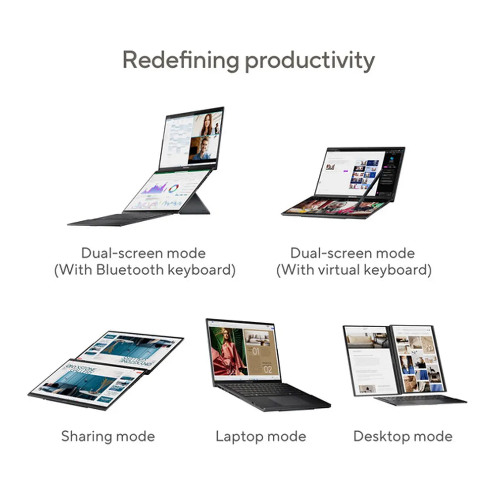 ASUS Zenbook Duo Intel Core Ultra 9 Processor, 32 GB RAM, 2TB PCIE G4 SSD, Intel Arc Graphics, WINDOW 11 HOME, 14", GRAY | UX8406CA-PZ005W