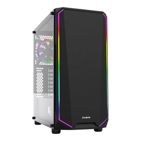 Zalman K1 Rev.B Mid Tower PC Casing, Spectrum LED Front Panel, Tempered Glass Side Panel, 2 x Pre-installed 120mm Fans, 380mm GPU Support, Black, 1 Year Warranty | ZM-K1-REV-B